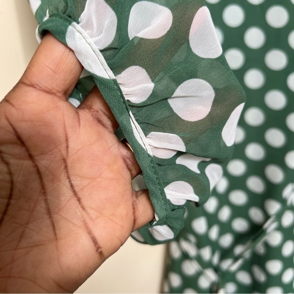 EZRA Green & White Polka Dot Dress - Picture 5 of 8
